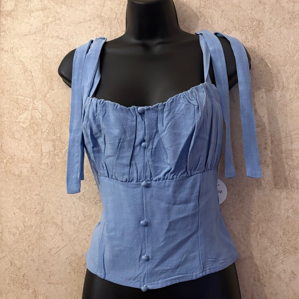 Sienna Sky Light Blue Sleeveless Blouse